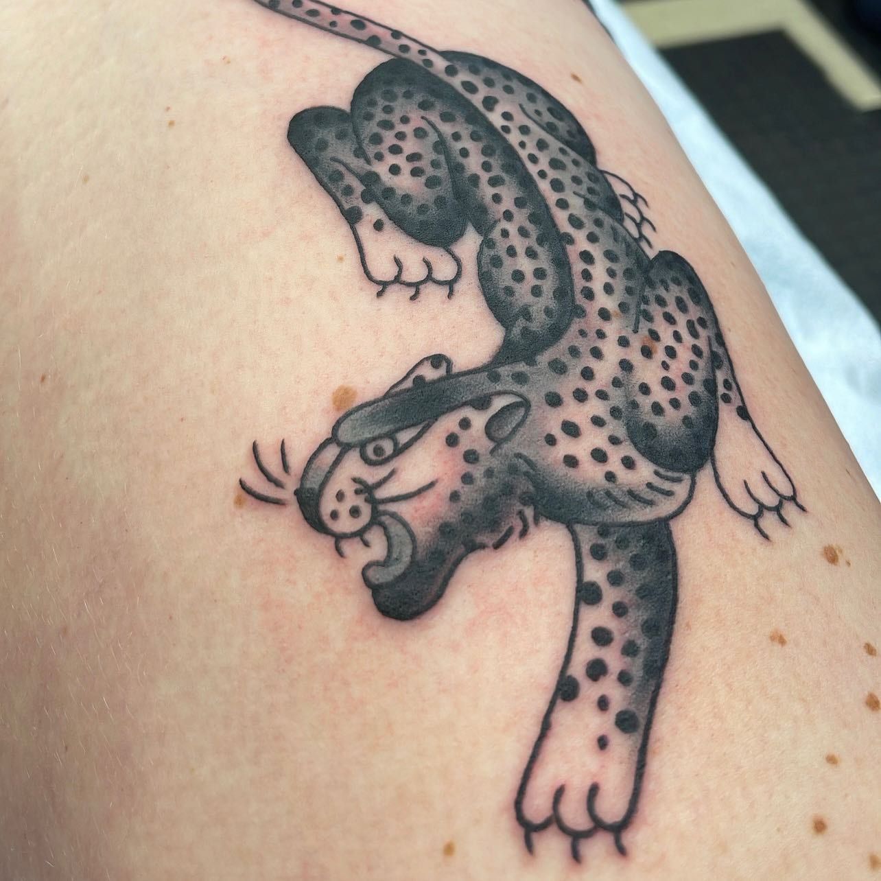Crawling leopard